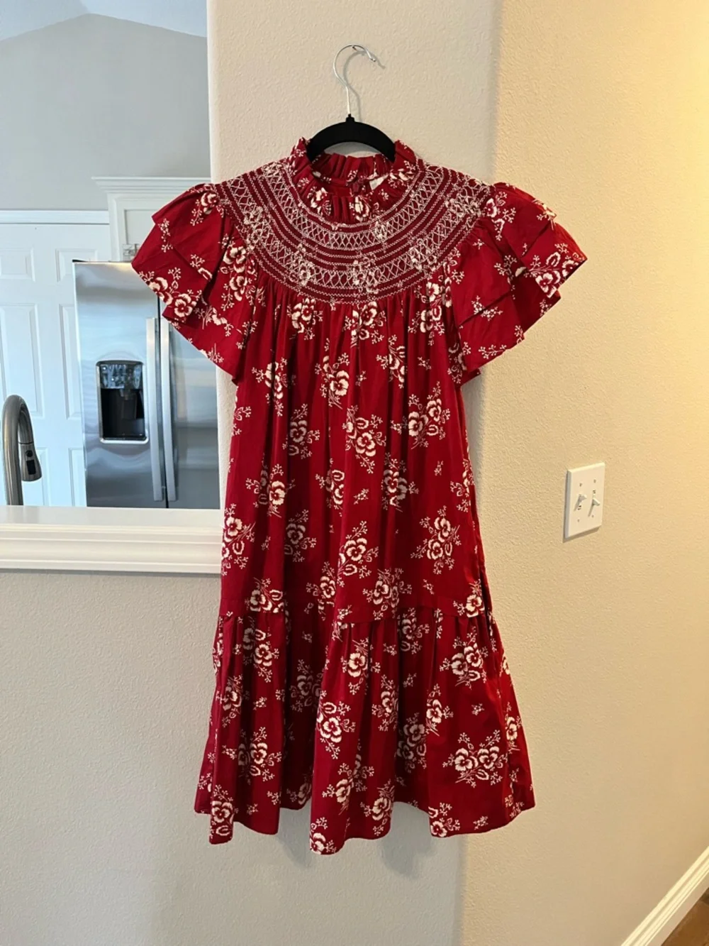 Sea New York Red Floral Smocked Yoke Dress - Picture 2 of 5